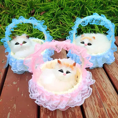 Cute Cat Soft Toy with Sound and Light Basket